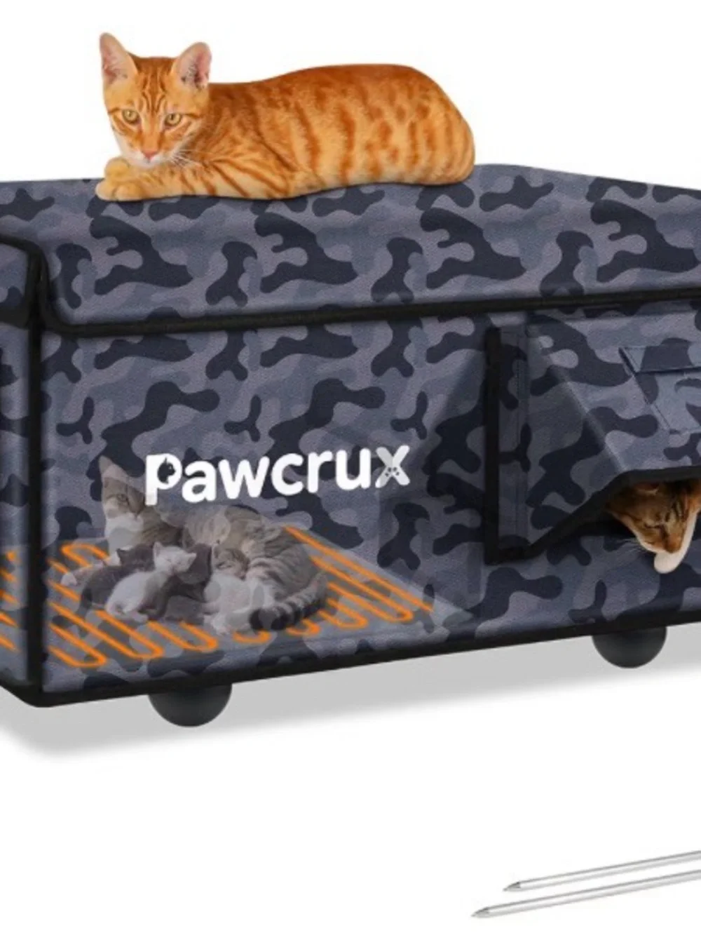 Gray Camo Cat Heated weather proof House . 16X26X14. CL1